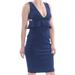 AIDAN MATTOX Womens Navy Cut Out Solid Sleeveless V Neck Short Body Con Cocktail Dress Size 10