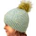 Kids Ages 2-7 Pompom Chunky Thick Stretchy Knit Slouch Beanie Cap Hat (Snuggly Soft Fur Pom Pastel Blue Mix)
