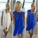 Women's Elegant Commuting Sexy Solid Color Lace Stitching Chiffon Hollow Crocheted Beach Dress