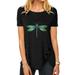 Womens Summer Plus Size Shirt Irregular Button Short Sleeve Crew Neck Print Tops