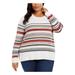 Style & Co. Womens Plus Scoop Neck Embellished Pullover Sweater