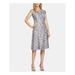 ALEX EVENINGS Womens Silver Rosette Cap Sleeve Tea-Length A-Line Cocktail Dress Size 10