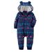 Carters Infant Girls Blue FairIsle Hooded Fleece Jumpsuit Coverall Outfit