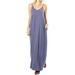 Women's Summer Camisole Loose Maxi Solid Pocket Dress Color: H, Size: M