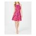 PAPPAGALLO Womens Pink Floral Sleeveless Jewel Neck Above The Knee Fit + Flare Party Dress Size: 4