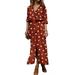 Women Polka Dot Shirt Dress V Neck Summer Dress Button Down Maxi Dresses Long Sun Dress Single-Breasted Summer Holidays Beach Coverups Womens Dresses