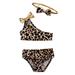 Musuos Little Girls 3PCS Bikini Set Leopard Crop Back Bow Panty, Bow Hair Band