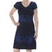 NY COLLECTION Womens Blue Embellished Knit Cap Sleeve Scoop Neck Knee Length Shift Evening Dress Petites Size: XS