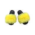 UKAP Women's Fur Slides Fuzzy Furry Slippers Comfort Slip On Sandals Casual Shoes