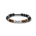 Bulova Men's Classic Beaded Tiger's Eye, Lava Stone and Stainless Steel Bracelet - 7.5" J96B020M