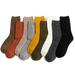 Lian LifeStyle Women's 6 Pairs Combed Cotton Crew Socks Casual Striped Size 6-9 HR1756-6P6C-01(Olive, Brick Red, Camel, Dark Grey, Coffee, Grey)