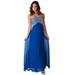 Faship Womens Crystal Beaded Full Length Evening Gown Formal Dress Blue - 4,Blue