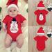 2PCS Christmas Toddler Baby Cartoon Snowman Letter Print Romper+Hat Set Outfit