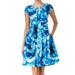 Calvin Klein NEW Blue White Womens Size 8 Floral Print Pleated Dress