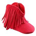 Baby Girls Cowboy Tassel Boots Side Zipper Moccasins Soft Bottom Non-Slip Toddler Shoes