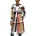 Autumn Winter Womens Plaid Long Sleeve Open Front Cardigan Pockets Coat Draped Plaid Cardigan Shirt Ladies Fashion Slim Vintage Long Cardigan