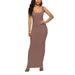 Women Long Bodycon Dress Sleeveless Pencil Dress Summer Ladies Sexy U Neck Basic Tank Club Dress