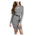GUESS Womens Gray Long Sleeve Keyhole Short Sheath Dress Size XS