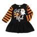 Actoyo Kids Baby Girls Infant Halloween Ghost Print Long Sleeve Pleated Swing Dress Costume
