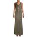 CALVIN KLEIN Womens Gold Sequined Sleeveless Cowl Neck Full-Length Sheath Formal Dress Size 14