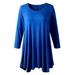 Avamo Womens High Low Hem Tunic Top Plain Color Long Sleeve T Shirt Blouse Ladies Casual Loose Round Neck Bottoming Shirt Pleated Basic Top Plus Size