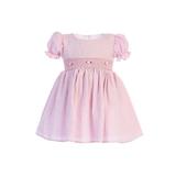 Lito Little Girls Pink Stripes Smocked Waist Easter Dress