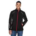 Men's Pursuit Three-Layer Light Bonded Hybrid Soft Shell Jacket with Laser Perforation - BLACK/ OLYM RED - XL