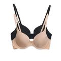 Paramour by Felina Gorgeous Memory Foam Bra 2-Pack (36DD, Neutral Black)