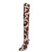 MIARHB Women Cow Pattern Thin Heels Over The Knee High Tube Boots Pointed Toe Shoes