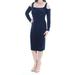 RALPH LAUREN $140 Womens New 1322 Navy Cold Shoulder Sheath Dress 0 B+B