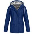 Women Solid Rain Outdoor Plus Waterproof Hooded Raincoat Windproof Jacket Coat
