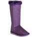 Womens Mid Calf Boots Fur Cuff Trimming Casual Pull on Shoes Purple Purple Size 7