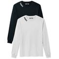 Daxton Premium Virginia Men Long Sleeves T Shirt Ultra Soft Medium Weight Cotton, 2Pk Black White White Black Large