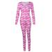 Gueuusu Women's Long-Sleeved Homewear Jumpsuit, Snap Button Cartoon Printed Clothing