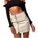 Women Zipper Round Button Skirt Fashion Ladies Casual High Waist A-Line Bodycon Pencil Mini Short Skirt