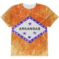 Arkansas Vintage Distressed State Flag All Over Youth T Shirt Multi YLG