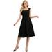 Ever-Pretty Women's Vintage Casual Party Dress Faux Black Wrap Dating Dress 00132 Black XX-Large