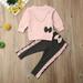 Infant Toddler Baby Girl Ruffle Pullover T-Shirt Top Bow Slim Pencil Pants Leggings Kids Fall Sweatshirt Tracksuit Outfit