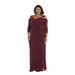 R&M Richards Women's Plus Size Empire Waist Cold Shoulder Dress with Sleeves, 16W, Merlot