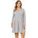 Flare Drop Waist Long Sleeve Plus Size Cocktail Dress - Made in USA