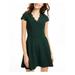 B DARLIN Womens Green Solid Cap Sleeve V Neck Short Shift Evening Dress Size 1\2