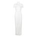 Aidan by Aidan Mattox Off-Shoulder Pleated Zipper Back Solid Scuba Crepe Dress-IVORY