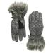 Fownes Womens Quilted Gray Faur Fur Trimmed Winter Snow & Ski Gloves