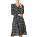 Unique Bargains Women's Floral Print V Neck Smocked Waist Midi A-Line Dress