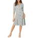 Allegra K Women's Floral Print V Neck 3/4 Sleeves Casual A Line Dress