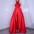 Alloet Elegant Women Maxi Red Dress Halter Backless Evening Party Long Gown