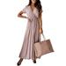 Women Polka Dot Print Cocktail Party Long Maxi Sundress Ladies V-Neck Casual Loose Wrap Summer Paisley Maxi Dress Ladies Cocktail Party Prom Gown Dress