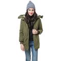 Anself Winter Women's Fleece Parka Warm Coat Hoodie Overcoat Long Jacket Army Green (Type 1)