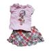 Infant Baby Girl Pink T-Shirt & Plaid Ruffle Skirt 2 Piece Summer Outfit Set
