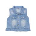 Little Girls Denim Vest, Toddler Baby Spring Autumn Embroidered Mesh Swan Jean Sleeveless Jacket